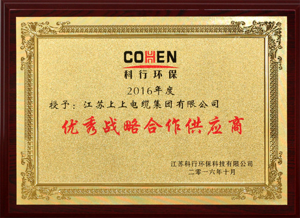 leyu电缆获评科行环保“优秀战略相助供应商”称呼