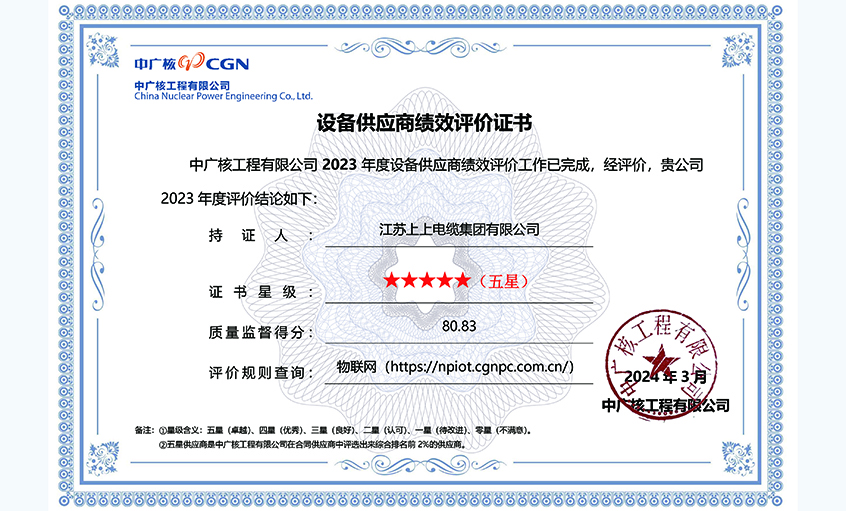 leyu再次获评中广核工程有限公司年度五星供应商